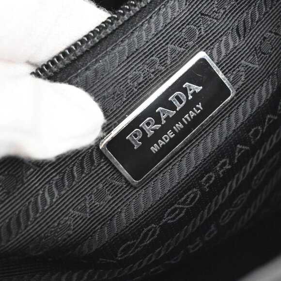 PRADA MILANO Logo Tessuto Shoulder Bag Nylon Leather Black Silver Italy 64EF077 - Picture 16 of 16